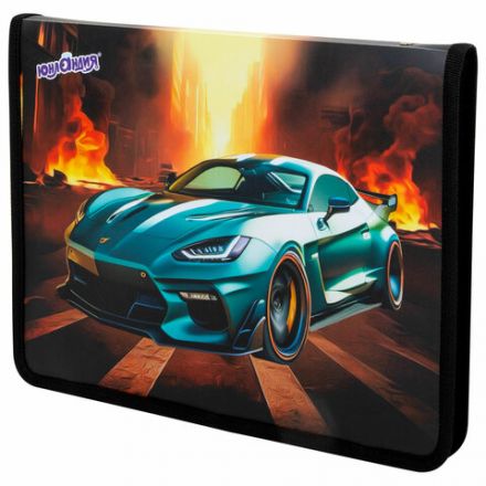 Папка для труда на молнии ЮНЛАНДИЯ А4, 1 отделение, откидная планка, органайзер, "Fire car", 272223 Папка для труда на молнии ЮНЛАНДИЯ А4, 1 отделение, откидная планка, органайзер, "Fire car", 272223