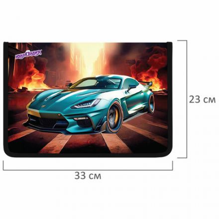 Папка для труда на молнии ЮНЛАНДИЯ А4, 1 отделение, откидная планка, органайзер, "Fire car", 272223 Папка для труда на молнии ЮНЛАНДИЯ А4, 1 отделение, откидная планка, органайзер, "Fire car", 272223