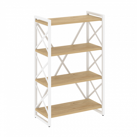 Loft Стеллаж на регулируемых опорах-4 полки VR.L-MST.O-4.8 Тиквуд светлый/Белый металл 800*400*1280