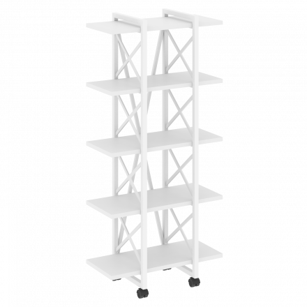 Loft Стеллаж на колесных опорах-5 полок VR.L-MST.K-5.4V Белый бриллиант/Белый металл 800*400*1704 Loft Стеллаж на колесных опорах-5 полок VR.L-MST.K-5.4V Белый бриллиант/Белый металл 800*400*1704