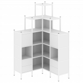 Loft Угловой внутренний стеллаж наборный VR.L-45 Белый бриллиант/Белый металл 1278*1278*2280