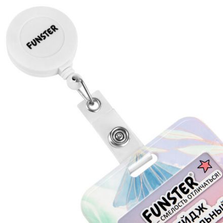 Бейдж вертикальный с 3D-печатью "Pastel grade" (85х54 мм), с рулеткой, СЛАЙДЕР, FUNSTER (ФАНСТЕР), 238842