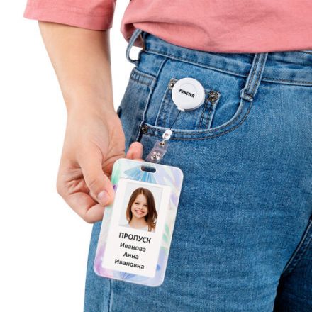 Бейдж вертикальный с 3D-печатью "Pastel grade" (85х54 мм), с рулеткой, СЛАЙДЕР, FUNSTER (ФАНСТЕР), 238842