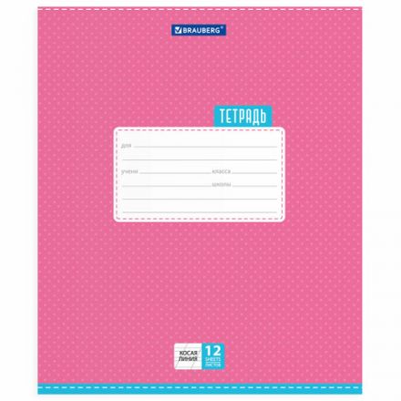 Тетрадь 12 л. BRAUBERG, косая линия, обложка картон, ТОЧКИ, 103033