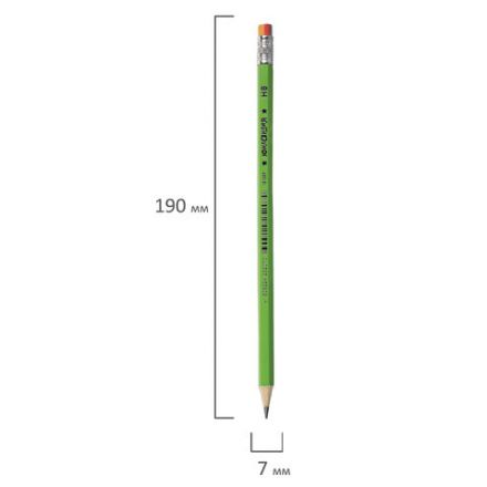 Карандаш чернографитный ЮНЛАНДИЯ, 1 шт., "Неончики", НВ, корпус ассорти, с резинкой, 181589