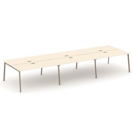 Estetica Рабочая станция на 6 мест ES.D.RS-6.4-LP Сатин/Латте металл 4740*1500*750