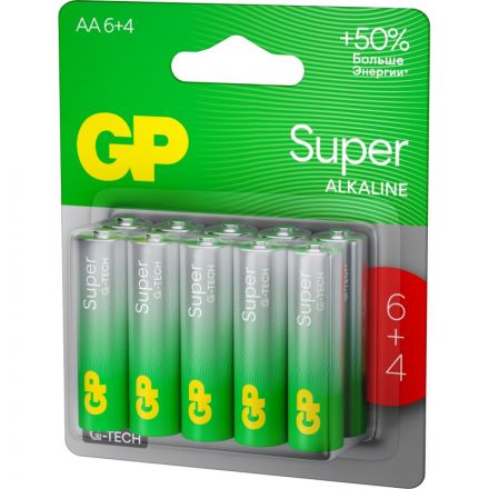Батарейка GP Super AA/LR6 15A6/4-2CR10 10шт/уп (6+4)