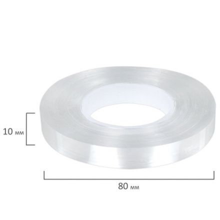 Многоразовая двухсторонняя прозрачная крепежная лента, скотч NANO tape, 5 м x 1 см, толщина 1 мм, WBZ (ВБЗ), 700424 Многоразовая двухсторонняя прозрачная крепежная лента, скотч NANO tape, 5 м x 1 см, толщина 1 мм, WBZ (ВБЗ), 700424