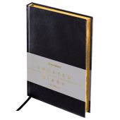 Ежедневник недатированный А5 138х213 мм BRAUBERG "FLAME", под кожу, 160 л., черный, золотой срез, 113426