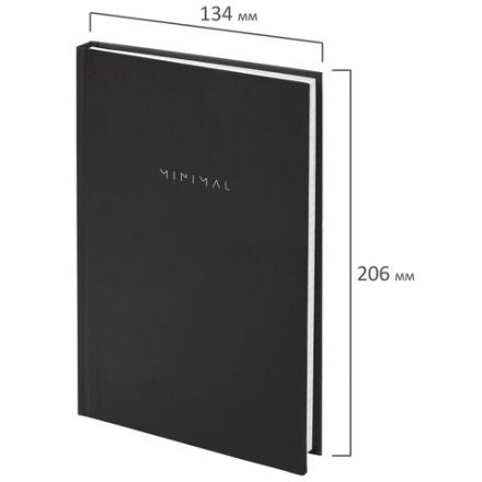 Блокнот А5 134х206 мм, 80 л., твёрдый, клетка, BRAUBERG "Minimal", черный, 116436