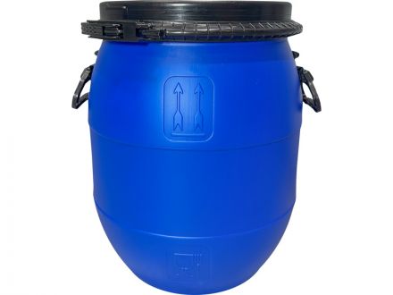 Бочка 48л с крышкой на пластиковом обруче синяя