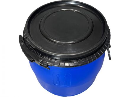 Бочка 48л с крышкой на пластиковом обруче синяя
