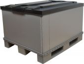 Контейнер 1200х800х860 мм сплошной разборный на п/паллет серый