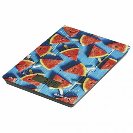 Весы кухонные SCARLETT SC-KS57P78, электронный дисплей, max вес 10 кг, тарокомпенсация, стекло