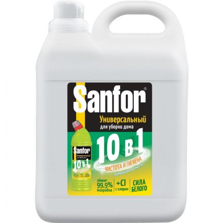 Универсальное чистящее средство SANFOR Универсал Лимонная свежесть 10в1 5л Универсальное чистящее средство SANFOR Универсал Лимонная свежесть 10в1 5л