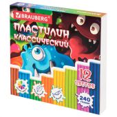 Пластилин классический "МОНСТРИКИ", 12 цветов, 240 г, СТЕК, ВЫСШЕЕ КАЧЕСТВО, BRAUBERG, 107356