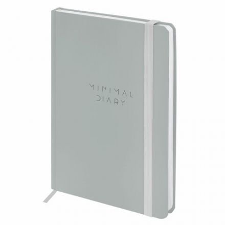 Ежедневник недатированный с резинкой А5 145х203 мм, BRAUBERG, твердый, 160 л, "Minimal", серый, 116302