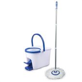 Швабра с отжимом и ведром 11л/7л, центрифуга, отжим педалью, круглая насадка липучка, бело-синий, LAIMA, 601459 Швабра с отжимом и ведром 11л/7л, центрифуга, отжим педалью, круглая насадка липучка, бело-синий, LAIMA, 601459