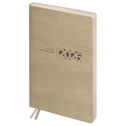 Ежедневник датированный 2026г., А6+, 176л., мягкий переплет, кожзам, BG "Waltz. Beige metallic", бежевый металлик, цветной срез