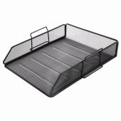 Лоток горизонтальный металлический для бумаг BRAUBERG "Germanium", А4 (260х337х77 мм), черный, 231954