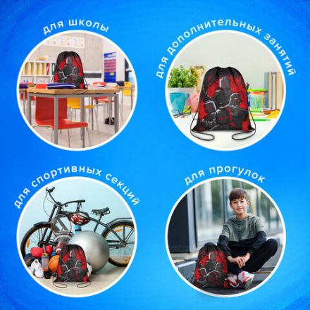 Мешок для обуви BRAUBERG KIDS, с петлей, 42х34 см, "Terrible fighters", 273435