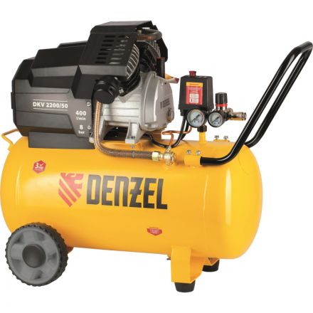 Компрессор поршневой DENZEL DKV2200/50, Х-PRO 400 л/мин, 50 л (58083)