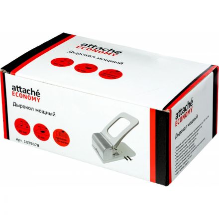 Дырокол Attache Economy до 100 листов, с линейкой, металл, серый Дырокол Attache Economy до 100 листов, с линейкой, металл, серый