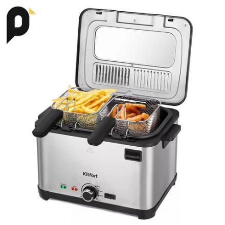 Фритюрница KITFORT KT-6240, 2000 Вт, объем 4,8 л, регулировка 130-190 °С, 3 корзинки, черная/серебристая, КТ-6240 Фритюрница KITFORT KT-6240, 2000 Вт, объем 4,8 л, регулировка 130-190 °С, 3 корзинки, черная/серебристая, КТ-6240