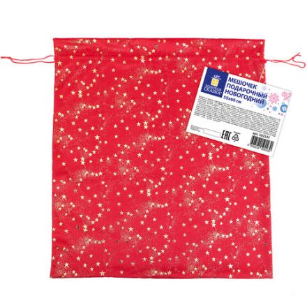 Подарочный мешок (1 штука) новогодний, 55х60 см, "Зимнее небо", вельвет, фольга, ЗОЛОТАЯ СКАЗКА, 592537