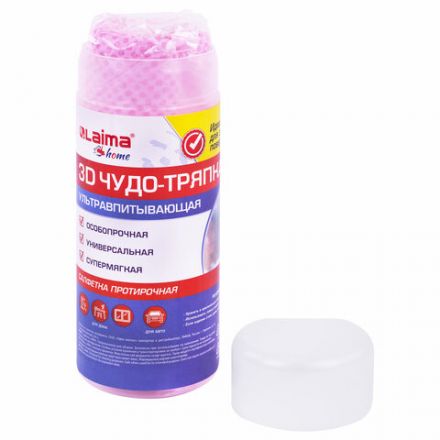 Салфетка протирочная 3D-СУПЕРВПИТЫВАЮЩАЯ PVA-замша 43x32 см, в тубе, розовая, LAIMA HOME, 609973