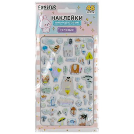 Наклейки гелевые "Блестящий микс", 15,5х9,5 см, ассорти 6 видов, FUNSTER (ФАНСТЕР), 666086