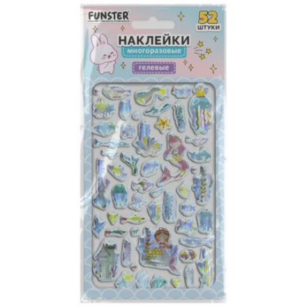 Наклейки гелевые "Блестящий микс", 15,5х9,5 см, ассорти 6 видов, FUNSTER (ФАНСТЕР), 666086