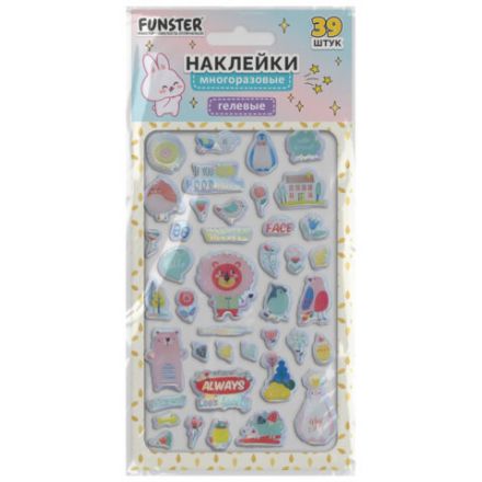 Наклейки гелевые "Блестящий микс", 15,5х9,5 см, ассорти 6 видов, FUNSTER (ФАНСТЕР), 666086