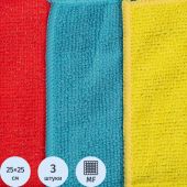 Салфетки хозяйственные из микрофибры универс 180г/м2 25х25см 3шт/уп Салфетки хозяйственные из микрофибры универс 180г/м2 25х25см 3шт/уп