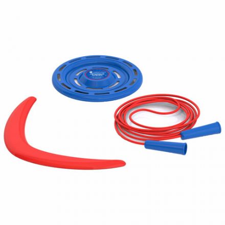 Игровой набор 3 в 1: скакалка гимнастическая 2,5 м, бумеранг, летающая тарелка, НОРДПЛАСТ, 431782