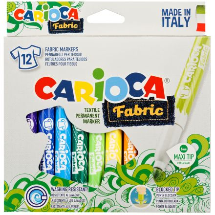 Набор фломастеров для ткани Carioca "Fabric Liner" 12цв., картон. уп., европодвес Набор фломастеров для ткани Carioca "Fabric Liner" 12цв., картон. уп., европодвес