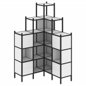 Loft Угловой внутренний стеллаж наборный VR.L-45 Белый бриллиант/Чёрный металл 1278*1278*2280