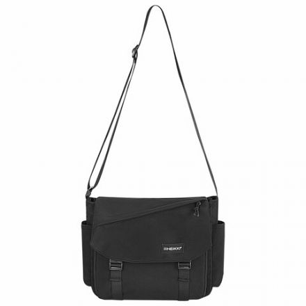 Сумка на плечо большая HEIKKI STREAM (ХЕЙКИ) два отделения, боковые карманы, А4, черная, 26х32х11 см, 272641