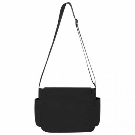 Сумка на плечо большая HEIKKI STREAM (ХЕЙКИ) два отделения, боковые карманы, А4, черная, 26х32х11 см, 272641