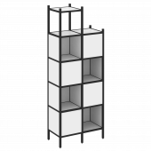 Loft Прямой стеллаж наборный VR.L-20 Белый бриллиант/Чёрный металл 862*446*2280