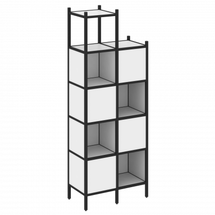 Loft Прямой стеллаж наборный VR.L-20 Белый бриллиант/Чёрный металл 862*446*2280