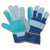 Перчатки спилковые комбинированные ДИГГЕР, усиленные, размер 10,5, XL (очень большой), серые/зеленые, ПЕР613