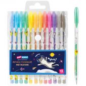Набор гелевых ручек ArtSpace "Космические приключения" 12цв., 1,0мм, металлик, ПВХ чехол