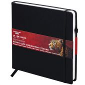 Скетчбук для смешанных техник MixMedia, 200 г/м2, 200х200 мм, 60 л., КОЖЗАМ, резинка, BRAUBERG ART CLASSIC, 116970