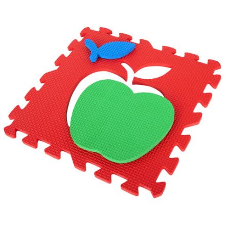 Коврик-пазл напольный 0,9х0,9 м мягкий "Фрукты-овощи", 9 частей 30х30 см, толщина 1 см, ЮНЛАНДИЯ, 664665