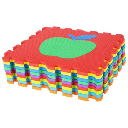 Коврик-пазл напольный 0,9х0,9 м мягкий "Фрукты-овощи", 9 частей 30х30 см, толщина 1 см, ЮНЛАНДИЯ, 664665