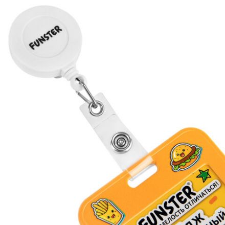 Бейдж вертикальный с 3D-печатью "Street food" (85х54 мм), с рулеткой, СЛАЙДЕР, FUNSTER (ФАНСТЕР), 238843