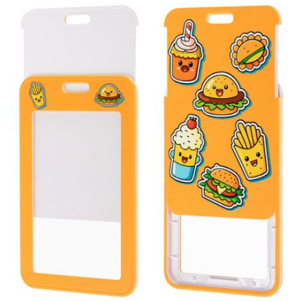 Бейдж вертикальный с 3D-печатью "Street food" (85х54 мм), с рулеткой, СЛАЙДЕР, FUNSTER (ФАНСТЕР), 238843