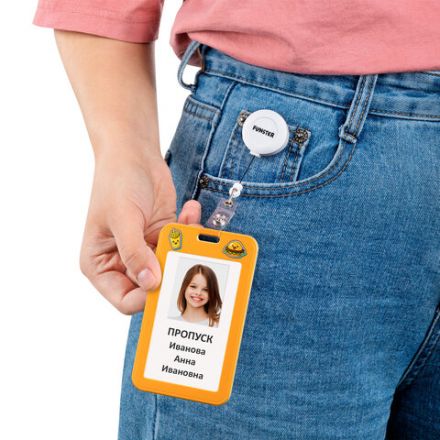 Бейдж вертикальный с 3D-печатью "Street food" (85х54 мм), с рулеткой, СЛАЙДЕР, FUNSTER (ФАНСТЕР), 238843