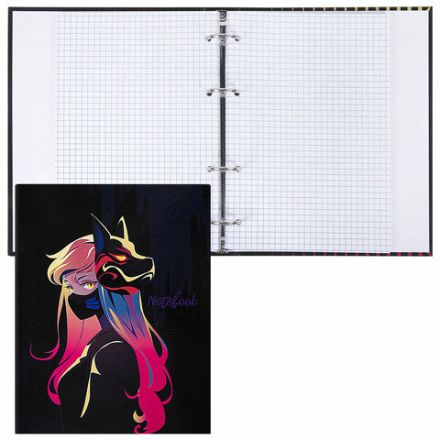 Тетрадь на кольцах А5 165х215 мм, 120 листов, твердый картон, клетка, BRAUBERG, "Anime Girl", 404711